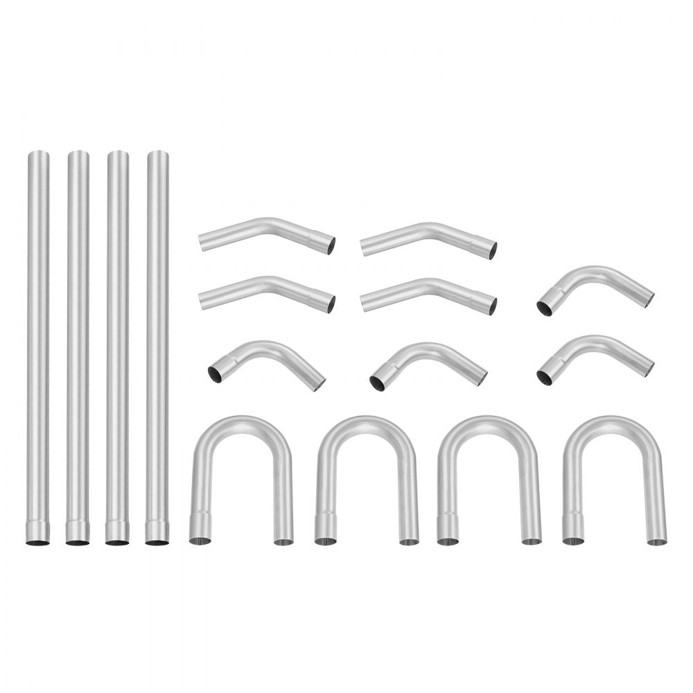 VEVOR Exhaust Kit, 16pcs, DIY Universal Stainless Steel Exhaust Kit with Slip-Fit Joint & Large Exhaust Tube, Rust-Proof Exhaust Pipe for Exhaust System, Fit for Garage/Auto Repair Store/4S Store