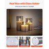 VEVOR Gray Flickering Flameless Candles, Set of 3 Battery Operated Flameless Led Candles with 10-Key Remote and Timer, Real Wax & Warm Color Flickering Light for Festival Wedding Home Party Decor