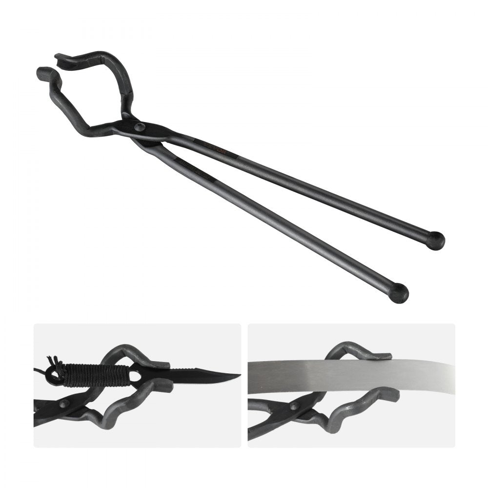 VEVOR Blacksmith Tongs, 18” Z V-Bit Tongs, Carbon Steel Forge Tongs with A3 Steel Rivets, for Knife Blades, Long Pieces, Circular Forgings, for Beginner and Seasoned Blacksmiths and Bladesmiths