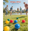 VEVOR Bocce Ball Set, 100 mm, with 8 Resin Balls, Pallino, Carrying Bag and Measuring Rope, Red/Green/Blue/Yellow 4 Colors, for 2 to 8 Players, Bocce Ball Game Set for Beach, Lawn, Family Backyard