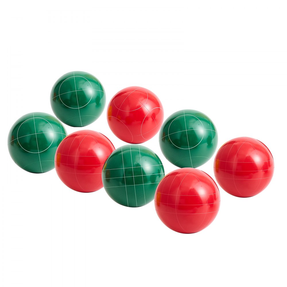 VEVOR Bocce Ball Set, 107 mm, with 8 Resin Balls, Pallino, Carrying Bag and Measuring Rope, Red and Green 2 Colors, for 2 to 8 Players, Bocce Ball Game Set for Beach, Lawn, Family Backyard, Outdoor