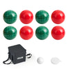 VEVOR Bocce Ball Set, 107 mm, with 8 Resin Balls, Pallino, Carrying Bag and Measuring Rope, Red and Green 2 Colors, for 2 to 8 Players, Bocce Ball Game Set for Beach, Lawn, Family Backyard, Outdoor