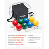 VEVOR Bocce Ball Set, 90 mm, with 8 Resin Balls, Pallino, Carrying Bag and Measuring Rope, Red/Green/Blue/Yellow 4 Colors, for 2 to 8 Players, Bocce Ball Game Set for Beach, Lawn, Family Backyard