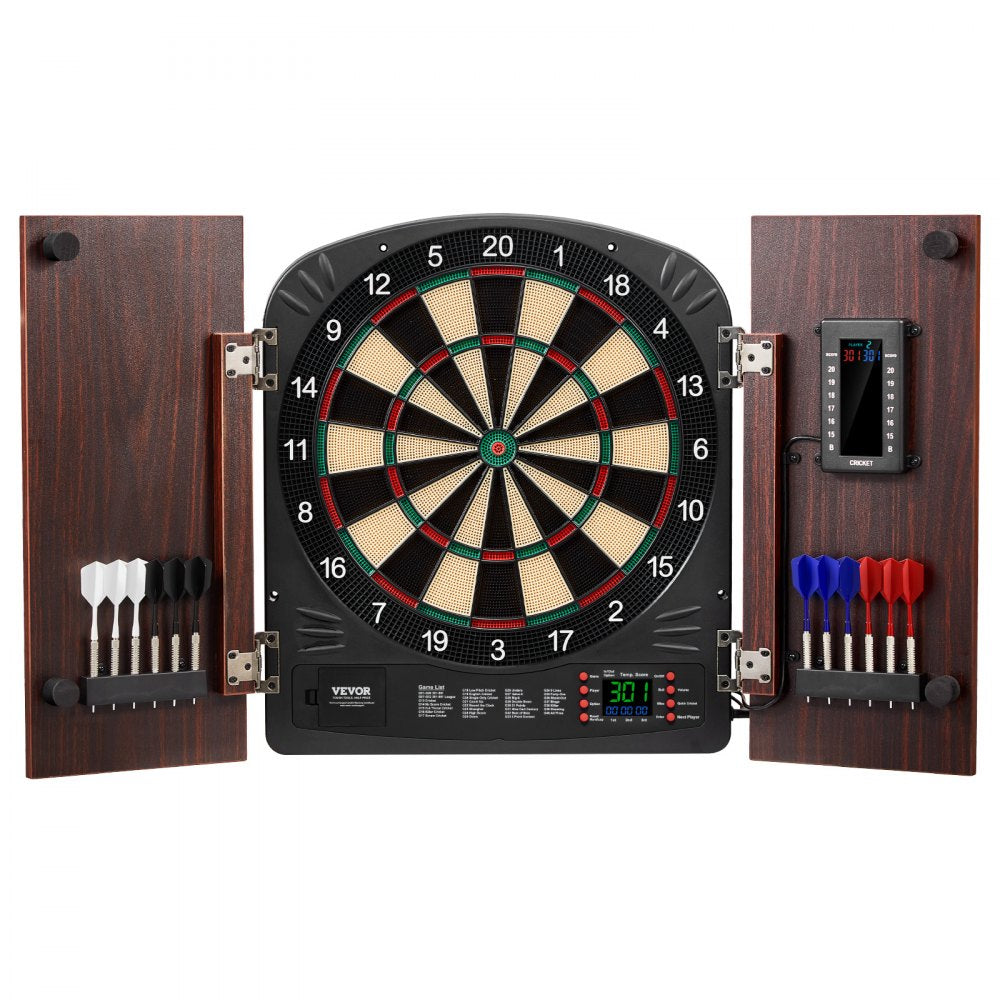 VEVOR Dartboard and Cabinet Set, Ready-to-Play Bundle Dartboard Cabinet Set, Hideaway Cabinet Features Electronic Scoring, Easy Assembly, Complete with All Accessories, Perfect for Cricket Games