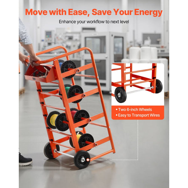 Vevor Wire Spool Rack Multi-Spool Cable Cart with Wheels and Storage T ...