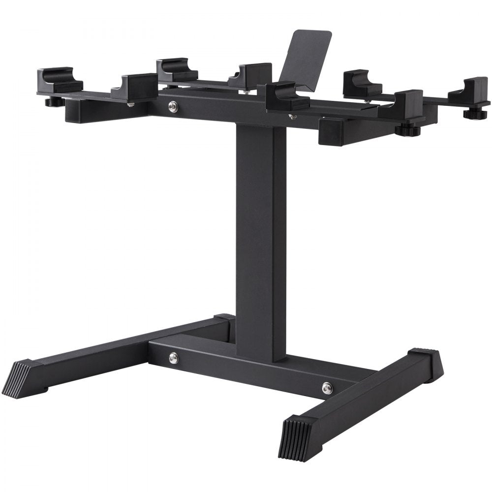 VEVOR Adjustable Dumbbell Stand, Home Fitness Rack and Stand with Media Rack, Safe and Convenient Dumbbell Weight Holder, Compact Dumbbell Storage Rack Perfect for Home Gym Strength Training