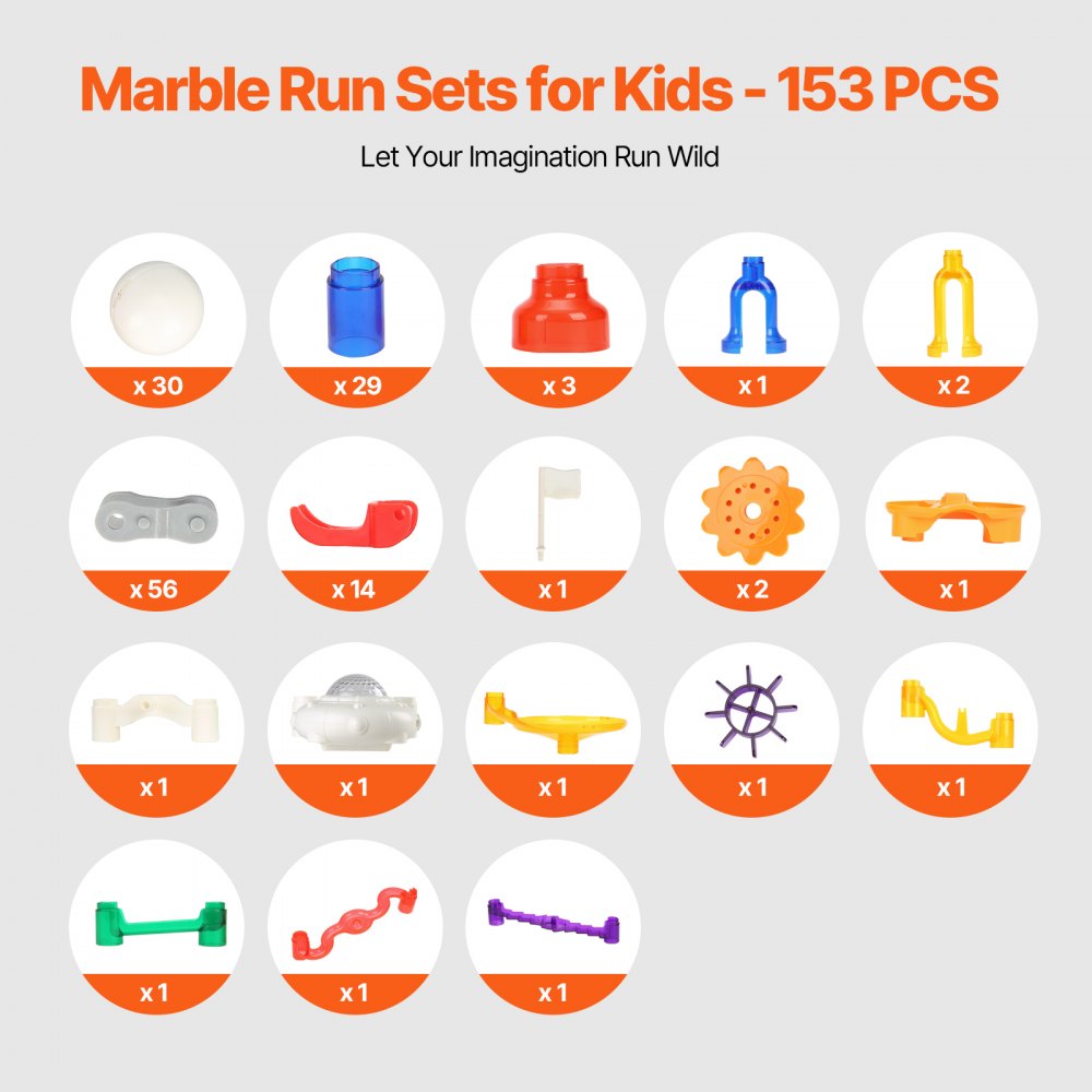 VEVOR Marble Run Set, 153 PCS with Motorized Elevator, with 30 Plastic Marbles, Marble Maze Building Block Brain Game, Educational Learning Race Track STEM Toys, for Kids, Boys, Girls Ages 3 + Years