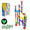 VEVOR Marble Run Set, 110 Piece Marble Maze Building Block Brain Game, with 10 Glow in the Dark Marbles + 20 Glass Marbles, Educational Learning Race Track STEM Toys, for Kids, Boys, Girls Ages 3 +