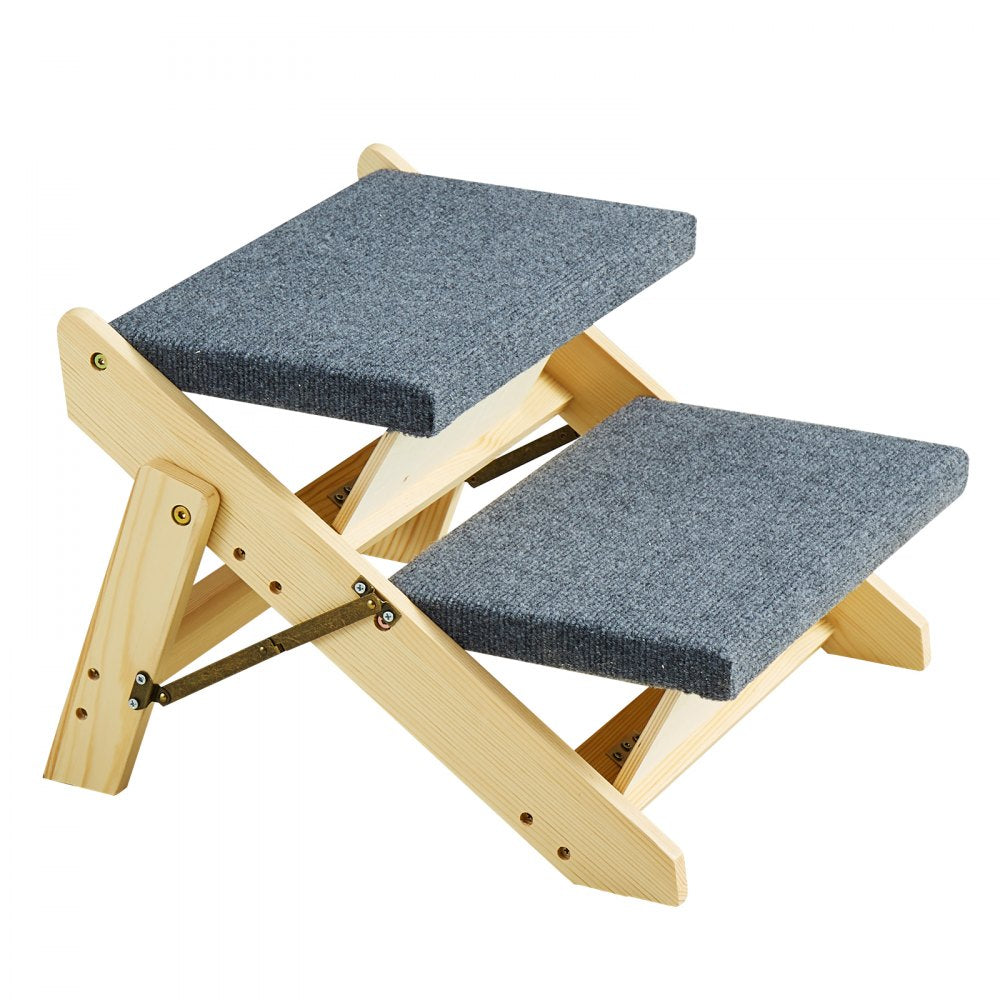 VEVOR Wooden Pet Steps, Convertible 2-in-1 Dog Stairs and Ramp for Beds, Sofas, and Vehicles, Supports Small to Large Animals up to 110 lbs, Foldable Design for Easy Storage