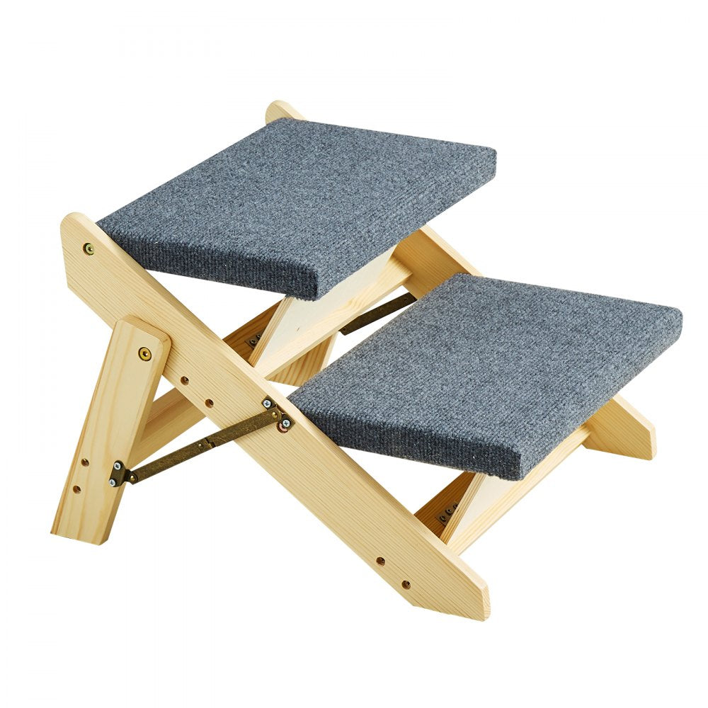 VEVOR Wooden Pet Steps, Convertible 2-in-1 Dog Stairs and Ramp for Beds, Sofas, and Vehicles, Supports Small to Large Animals up to 110 lbs, Foldable Design for Easy Storage