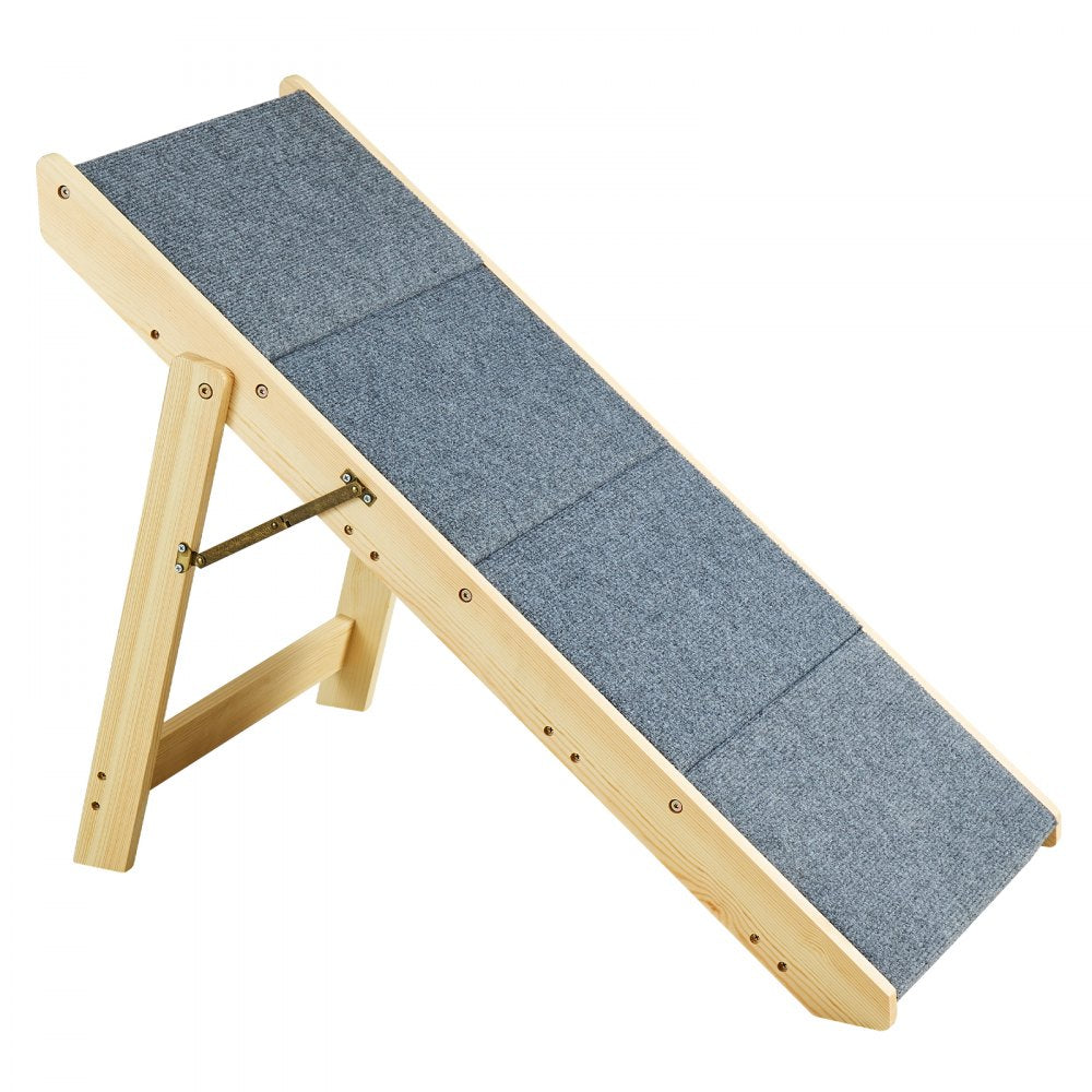 VEVOR Wooden Pet Steps and Ramp Combo, 2-in-1 Design, Foldable Access for Beds, Sofas, and Vehicles, 4-Step Structure for Pets of Small to Large Size, Supports up to 150 lbs