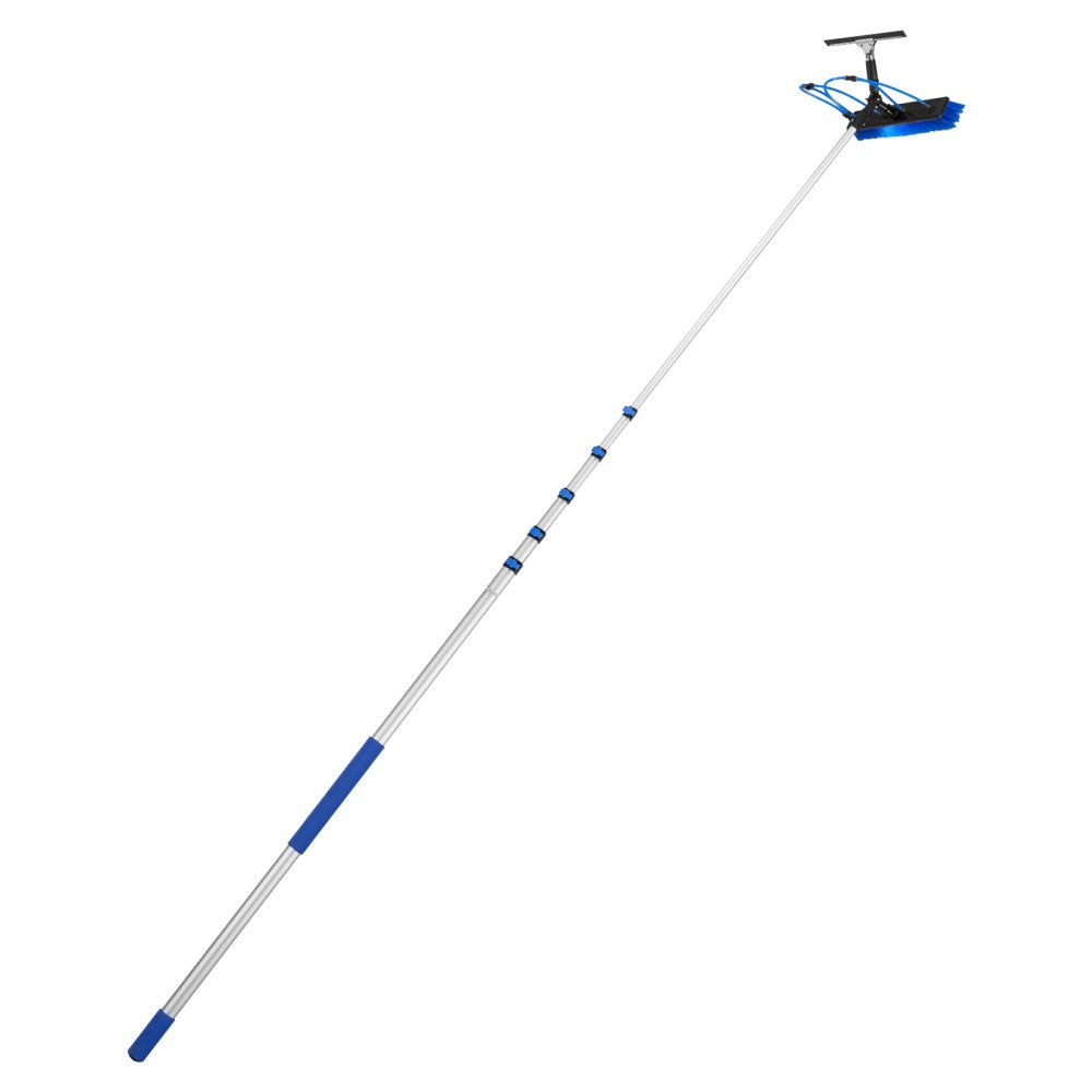 VEVOR Solar Panel Cleaning Kit, 33 ft, Water Fed Pole Kit with Cleaning Brush, Squeegee, Soap Dispenser, Extendable Aluminum Telescopic Pole, 180° Rotatable Brush Head, for Roof Mounted Solar Panels