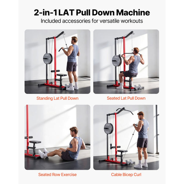 Vevor Lat Pull Down Machine 2-in-1 Row Cable Home Gym 500 lbs Black Re ...