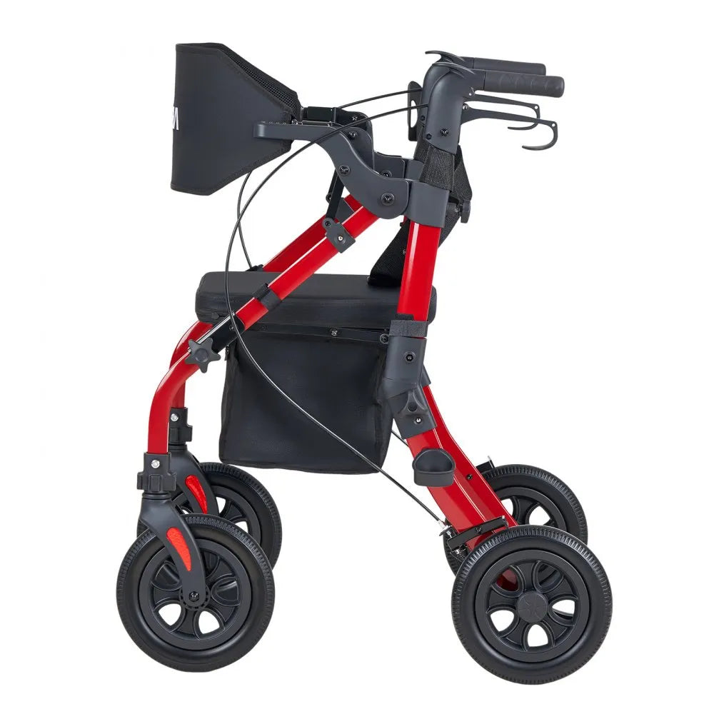 VEVOR 2-in-1 Rollator Walker & Transport Chair for Seniors, Foldable Rolling Walker Wheelchair, Lightweight Aluminum Mobility Walking Aid with Solid PU Wheels, Cup & Cane Holder - Supports 300LBS