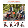 VEVOR 2-in-1 Rollator Walker & Transport Chair for Seniors, Foldable Rolling Walker Wheelchair, Lightweight Aluminum Mobility Walking Aid with Solid PVC Wheels, Cup & Cane Holder - Supports 300LBS