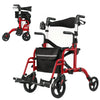 VEVOR 2-in-1 Rollator Walker & Transport Chair for Seniors, Foldable Rolling Walker Wheelchair, Lightweight Aluminum Mobility Walking Aid with Solid PVC Wheels, Cup & Cane Holder - Supports 300LBS