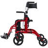 VEVOR 2-in-1 Rollator Walker & Transport Chair for Seniors, Foldable Rolling Walker Wheelchair, Lightweight Aluminum Mobility Walking Aid with Solid PVC Wheels, Cup & Cane Holder - Supports 300LBS