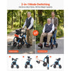 VEVOR 2-in-1 Rollator Walker & Transport Chair for Seniors, Foldable Rolling Walker Wheelchair, Lightweight Aluminum Mobility Walking Aid with Solid PU Wheels, Cup & Cane Holder - Supports 300LBS