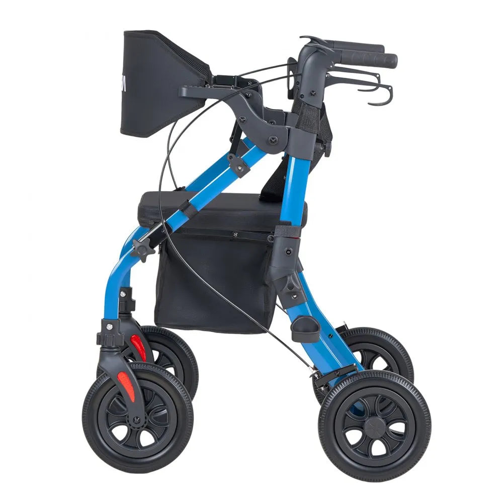 VEVOR 2-in-1 Rollator Walker & Transport Chair for Seniors, Foldable Rolling Walker Wheelchair, Lightweight Aluminum Mobility Walking Aid with Solid PU Wheels, Cup & Cane Holder - Supports 300LBS