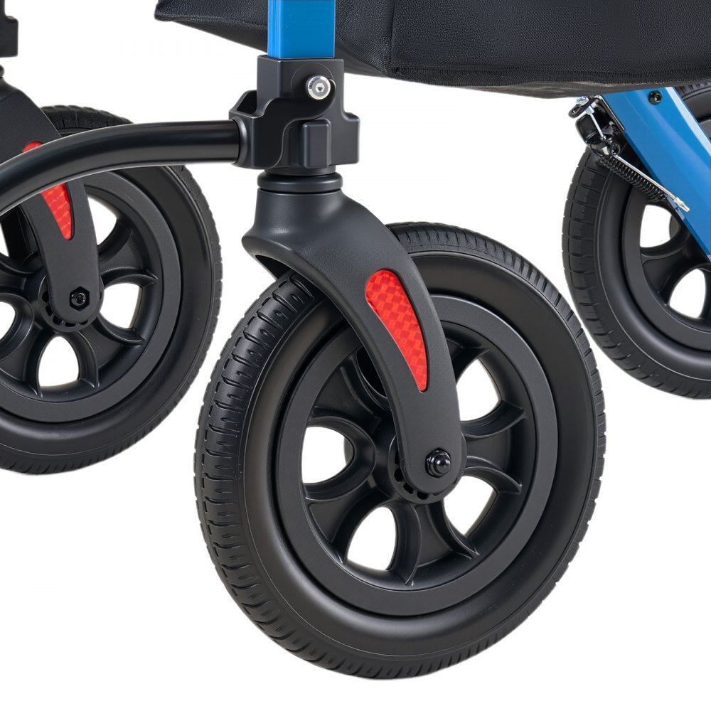 VEVOR 2-in-1 Rollator Walker & Transport Chair for Seniors, Foldable Rolling Walker Wheelchair, Lightweight Aluminum Mobility Walking Aid with Solid PU Wheels, Cup & Cane Holder - Supports 300LBS