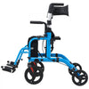 VEVOR 2-in-1 Rollator Walker & Transport Chair for Seniors, Foldable Rolling Walker Wheelchair, Lightweight Aluminum Mobility Walking Aid with Solid PVC Wheels, Cup & Cane Holder - Supports 300LBS