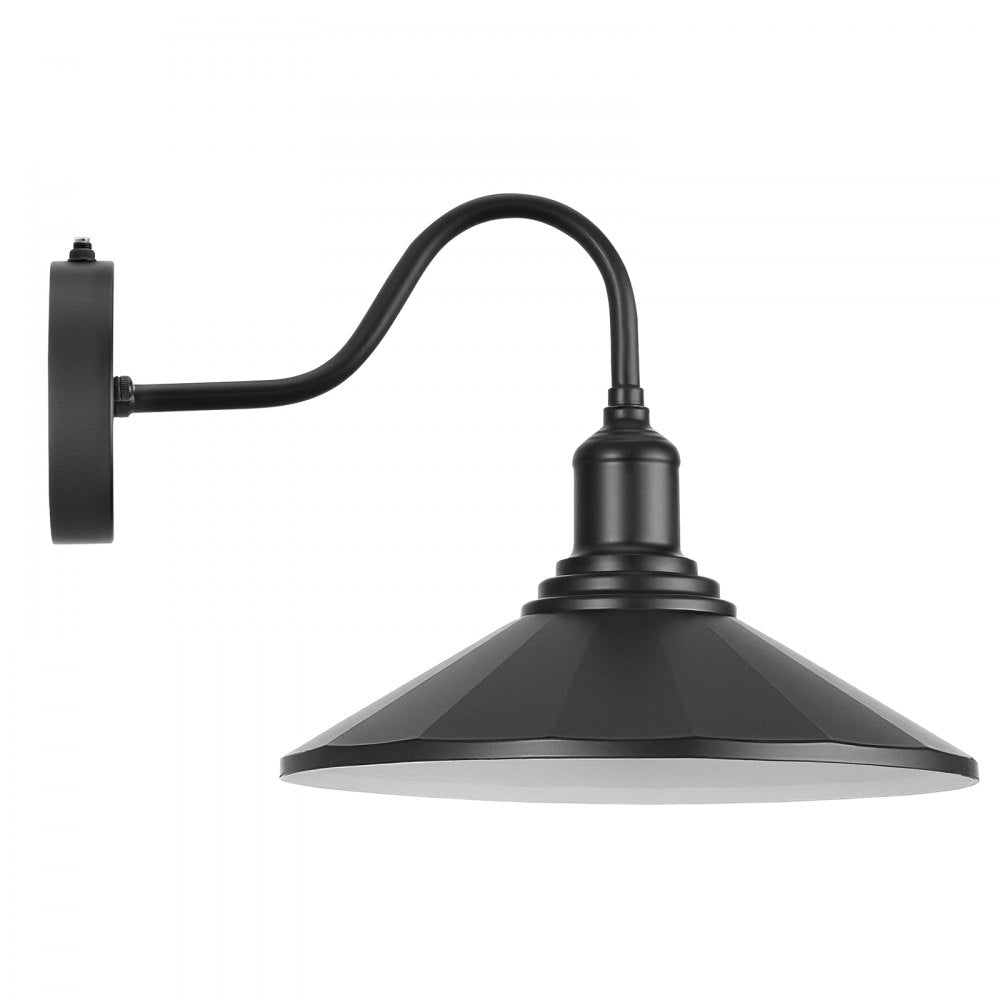 VEVOR Outdoor Barn Light, 11.5 in Diameter, 2-Pack Farmhouse Gooseneck Light Fixture, Dusk to Dawn Exterior Wall Sconce, with Anti-Rust, E26 Bulb Compatible for Porch, House, Entryway, Garage, Black