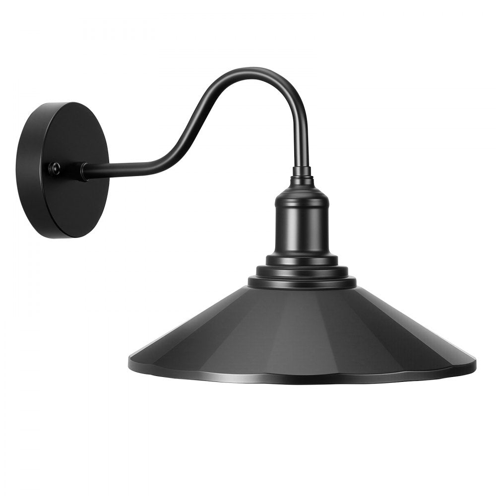 VEVOR Outdoor Barn Light, 11.5 in Diameter, 1-Pack Farmhouse Gooseneck Light Fixture, Exterior Wall Sconce, with Vintage Style, Anti-Rust, E26 Bulb Compatible for Porch, House, Entryway, Garage, Black