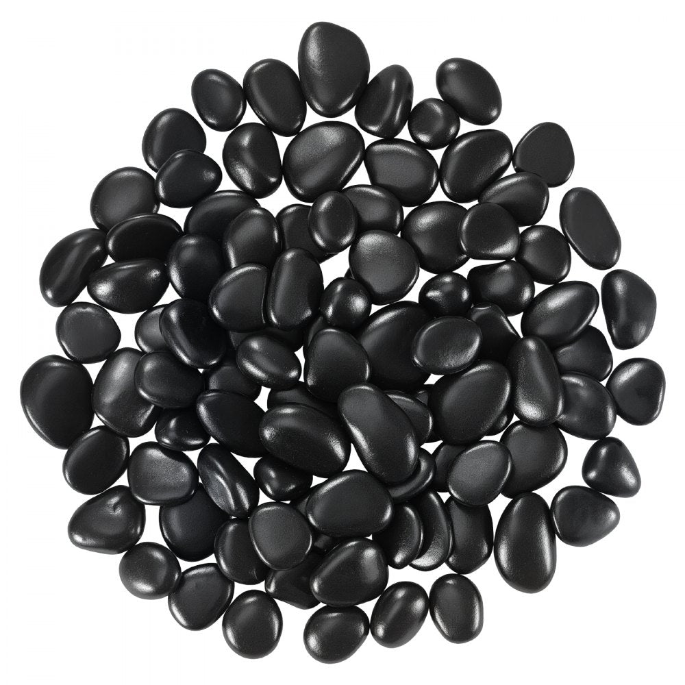 VEVOR Black River Rocks, 1-2 inch 15 lbs, Smooth & Polished Natural Pebble Stones, Decorative Garden Landscaping Stones, Paving Plant Rocks for Fish Tank, Flower Pots, Water Fountains, Pathways, Backyard