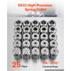 VEVOR ER32 Collet Set 1/16"-13/16" 25 Piece ER32 Spring Collet Chuck Set, for Milling Machines & Drill Presses, 0.0008" TIR High Concentricity, Precision Lathe Chuck Tool with Storage Box, Alloy Steel
