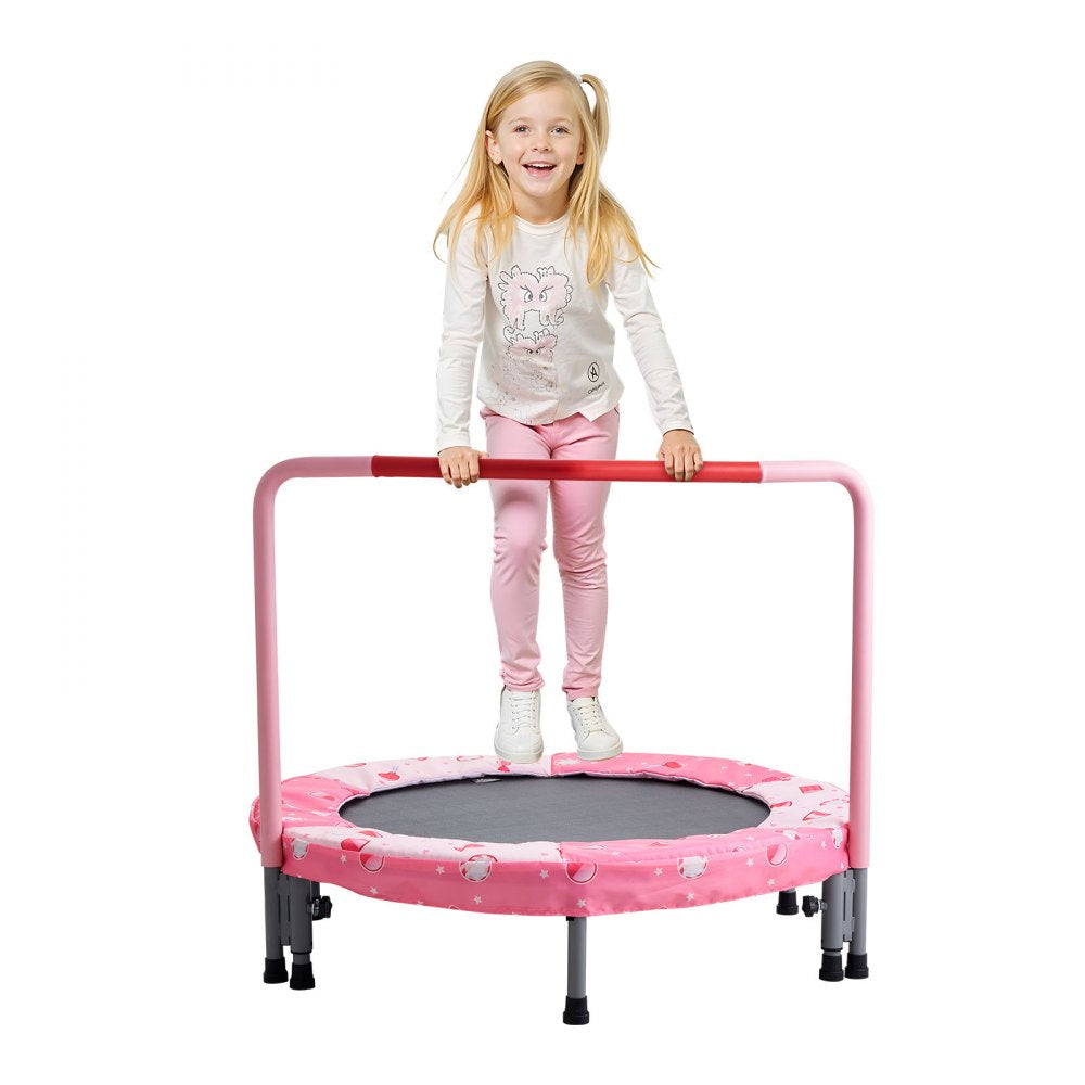 VEVOR 36" Kids Trampoline, 3FT Indoor Outdoor Trampoline, Foldable Mini Trampoline with Handle, Rebounder Trampoline for Toddlers, Birthday Gift for 3+ Years Children, Boys Girls for Fun, Red