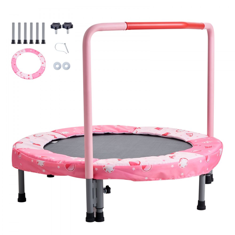 VEVOR 36" Kids Trampoline, 3FT Indoor Outdoor Trampoline, Foldable Mini Trampoline with Handle, Rebounder Trampoline for Toddlers, Birthday Gift for 3+ Years Children, Boys Girls for Fun, Red