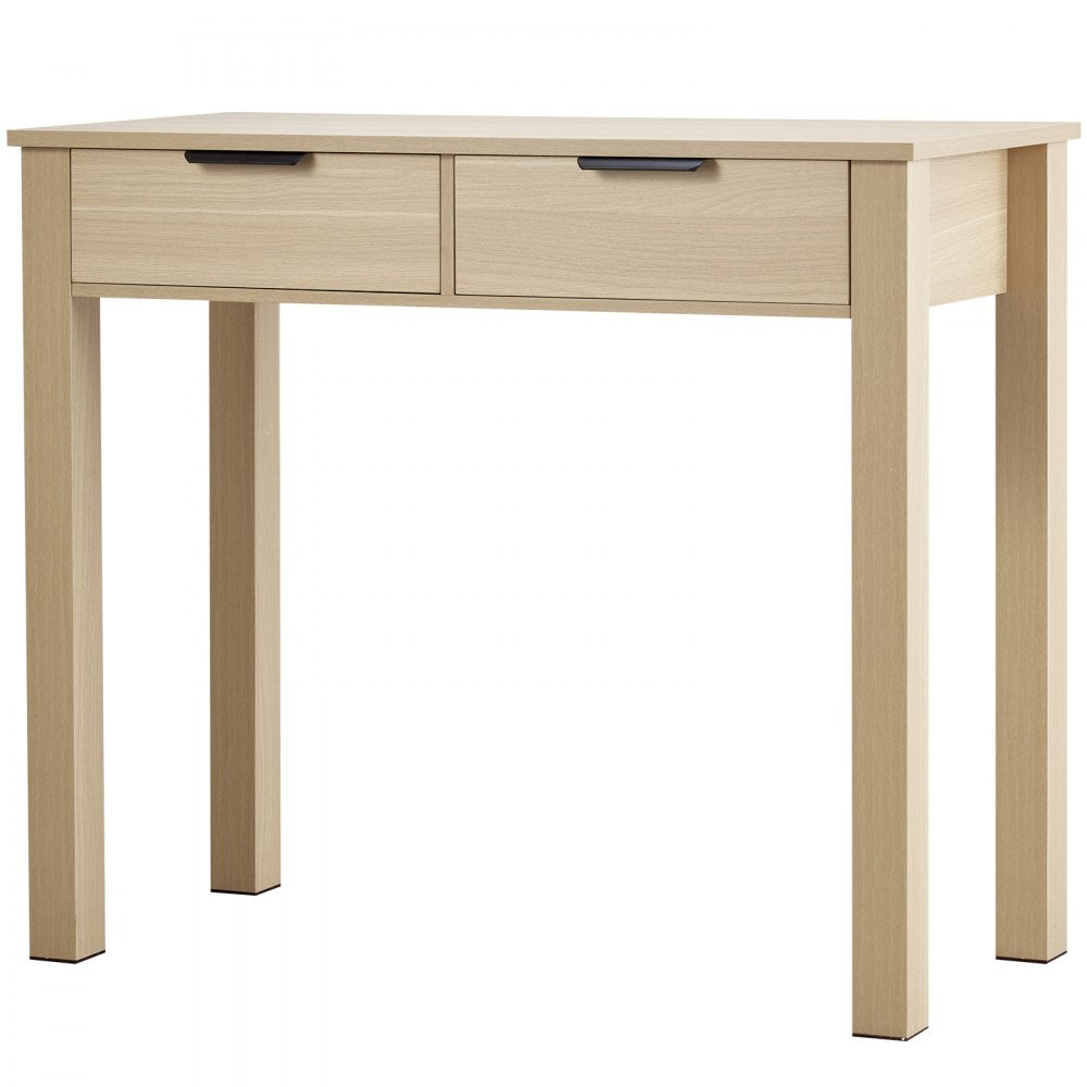 VEVOR Small Desk with Drawers, Kids Desk for Bedroom, Modern Simple Study Table for Drawing, Reading, Writing, Rectangle MDF Furniture Study Storage Table for Home, Office, Light Wood