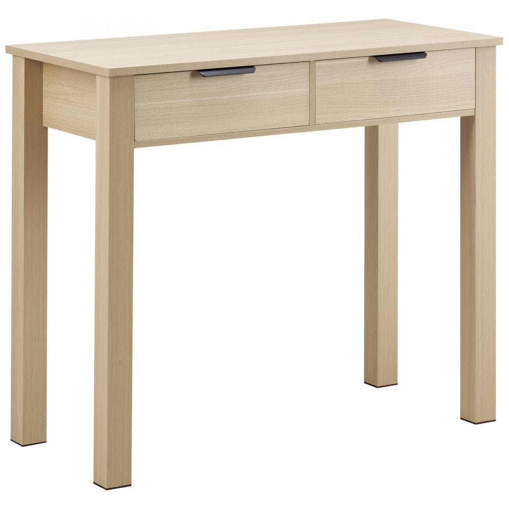 VEVOR Small Desk with Drawers, Kids Desk for Bedroom, Modern Simple Study Table for Drawing, Reading, Writing, Rectangle MDF Furniture Study Storage Table for Home, Office, Light Wood