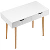 VEVOR Small Desk with Drawers, Kids Desk for Bedroom, Wooden Simple Study Table for Drawing, Reading, Writing, Rectangle MDF Furniture Study Storage Table for Home, Office, White + Wood