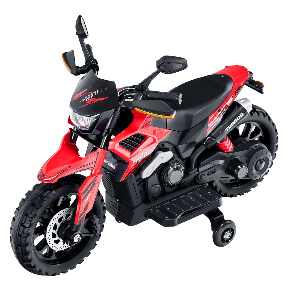 VEVOR Kids Ride On Motorcycle, 12V Battery Powered Electric Motorcycle with Speed Up to 3mph, Detachable Training Wheels, Headlight, LED Light, Music, Bluetooth, Gift for Children Boys Girls Aged 3-4