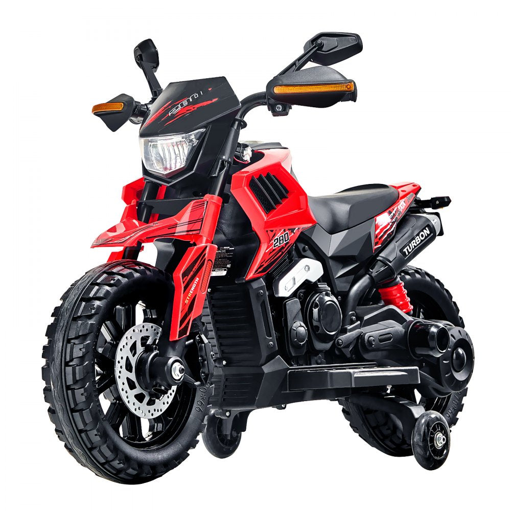 VEVOR Kids Ride On Motorcycle, 12V Battery Powered Electric Motorcycle with Speed Up to 3mph, Detachable Training Wheels, Headlight, LED Light, Music, Bluetooth, Gift for Children Boys Girls Aged 3-4