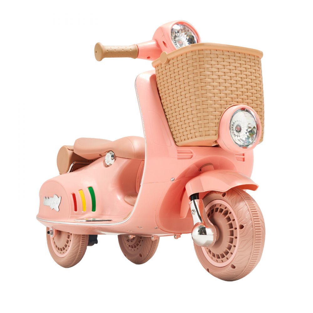VEVOR Kids Ride On Motorcycle, 12V Battery Powered Electric Motorcycle Trike with Speed Up to 2mph, Headlight, LED Light, Music, Bluetooth, Basket, 3 Wheel Ride on Toys for Boys Girls Aged 3-4