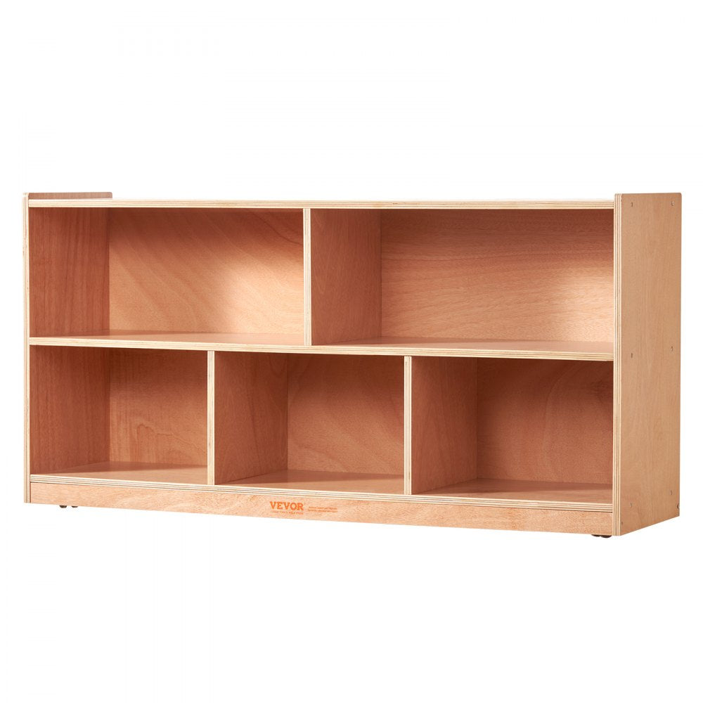 VEVOR Cubby Mobile Tray Storage Cabinet, 5-Compartment Cubby Storage Shelf, Cubby Storage Cabinet 2-shelf, Classroom Cubbies, Classroom Furniture for Home, Daycare and Preschool, Natural