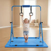 VEVOR Gymnastic Bars for Kids, 140 lbs Capacity Folding Training Kip Bar with Mat, Adjustable Height Gymnastic Horizontal Bar for Home, Training Equipment for Indoor Outdoor, Easy to Assemble, Blue
