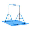 VEVOR Gymnastic Bars for Kids, 140 lbs Capacity Folding Training Kip Bar with Mat, Adjustable Height Gymnastic Horizontal Bar for Home, Training Equipment for Indoor Outdoor, Easy to Assemble, Blue