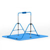 VEVOR Gymnastic Bars for Kids, 140 lbs Capacity Folding Training Kip Bar with Mat, Adjustable Height Gymnastic Horizontal Bar for Home, Training Equipment for Indoor Outdoor, Easy to Assemble, Blue