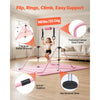VEVOR Gymnastic Bars for Kids, 140 lbs Capacity Folding Training Kip Bar with Mat, Adjustable Height Gymnastic Horizontal Bar for Home, Training Equipment for Indoor Outdoor, Easy to Assemble, Pink