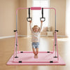 VEVOR Gymnastic Bars for Kids, 140 lbs Capacity Folding Training Kip Bar with Mat, Adjustable Height Gymnastic Horizontal Bar for Home, Training Equipment for Indoor Outdoor, Easy to Assemble, Pink
