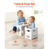 VEVOR Montessori Weaning Table and Chair Set, Wooden Toddler Table and Chair Set for Aged 1-5, Adjustable Height Kids Montessori Chair and Activity Table, Ideal for Reading, Eating, Playing - White
