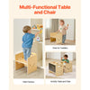 VEVOR Montessori Weaning Table and Chair Set, 3 In 1 Wooden Toddler Table and Chairs with Chalkboard, Adjustable Height Montessori Table for Ages 1-5, Ideal for Drawing, Reading, Eating - Natural