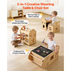 VEVOR Montessori Weaning Table and Chair Set, Wooden, 3 in 1 Kids Table and Chair Set for Toddlers 1-5, with Detachable Chalkboard, 0°& 35°Angles, Easy to Clean, for Eating Drawing Reading Playing