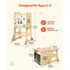 VEVOR Toddler Tower, Wooden, 4 in 1 Kitchen Step Stool for Kids 1-5, Montessori Weaning Table and Chair Set, Learning Standing Tower with Chalkboard, Easy to Clean, for Bathroom and Kitchen Counter