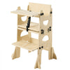 VEVOR Toddler Tower, Wooden, Adjustable Kitchen Step Stool for Kids 1-5, Montessori Weaning Table and Chair Set, Learning Standing Tower with Chalkboard, Backrest, for Bathroom and Kitchen Counter