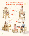 VEVOR Toddler Tower, Wooden, Adjustable Kitchen Step Stool for Kids 1-5, Montessori Weaning Table and Chair Set, Learning Standing Tower with Chalkboard, Backrest, for Bathroom and Kitchen Counter