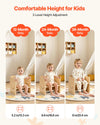 VEVOR Montessori Weaning Table and Chair Set, Wooden, Kids Table and Chair Set for Toddlers 1-5, Step Stool with Whiteboard and 3 Heights Adjustable, Easy to Clean, for Eating Drawing Reading Playing